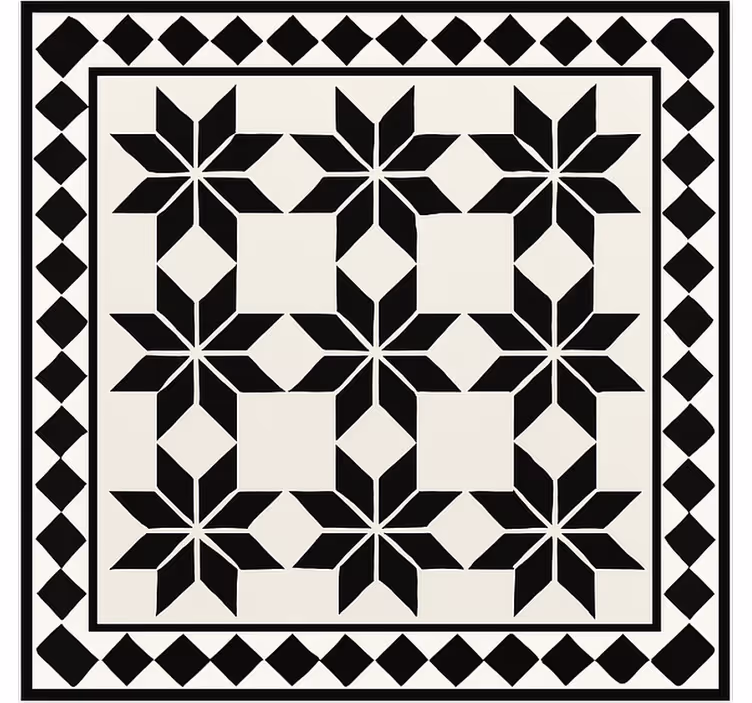 Alfombra vinílica cocina mosaico estrella monocromático - TenVinilo