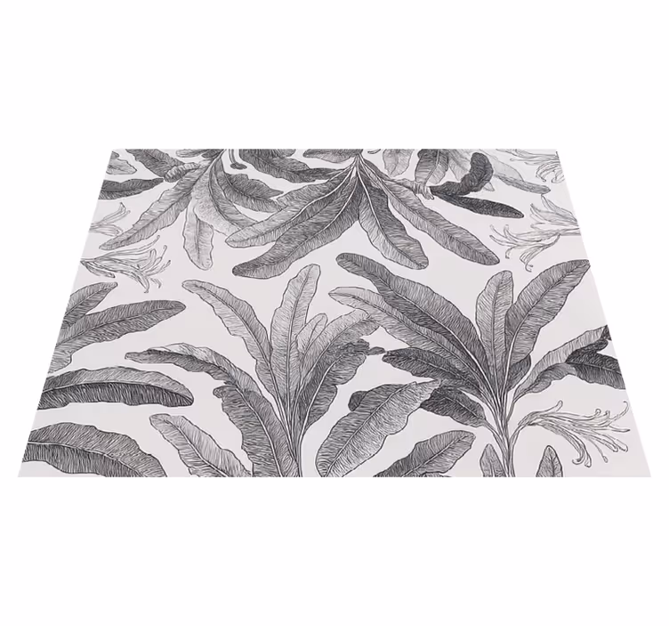 Alfombra vinílica cocina palmas grises elegantes - TenVinilo