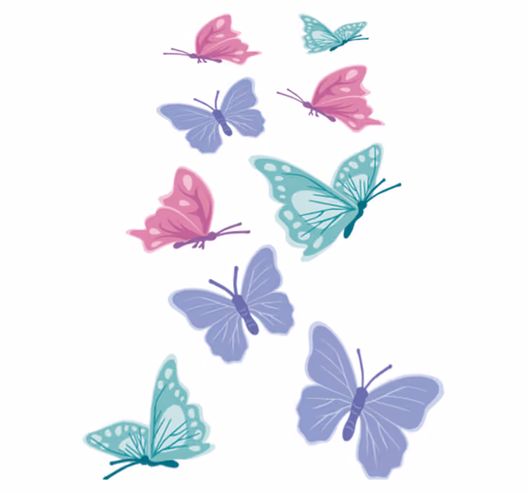 Alfombra vinílica animales mariposas de color pastel - TenVinilo