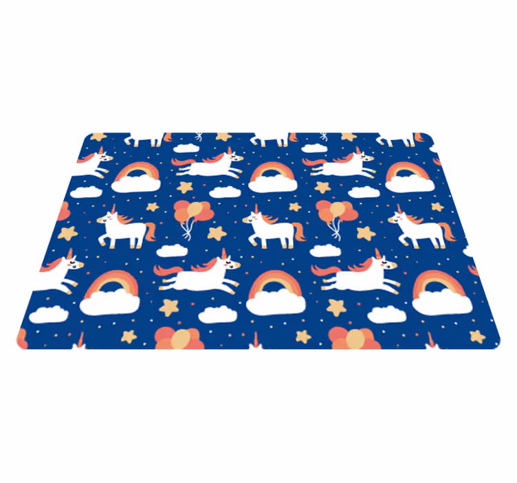 Alfombra vinílica animales unicornios blancos infantiles - TenVinilo