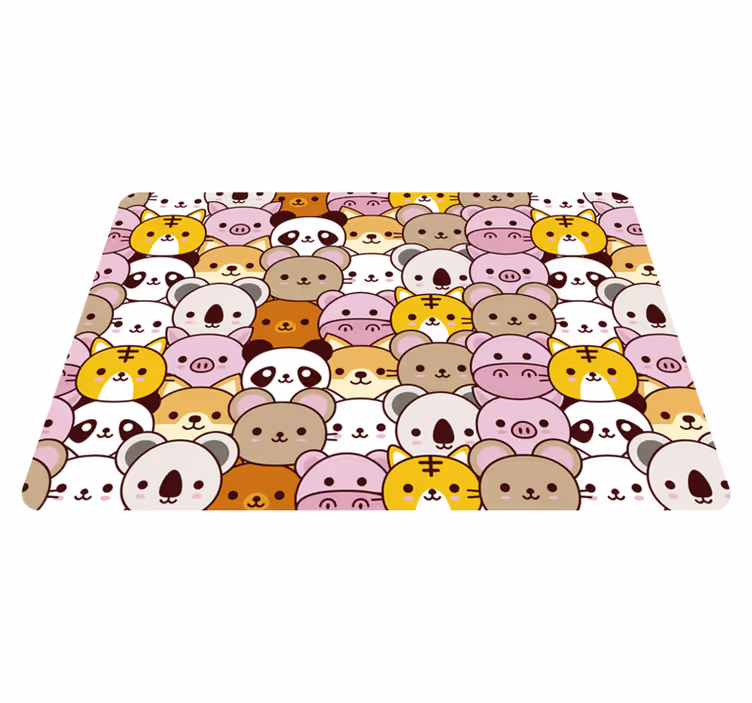 Alfombra vinílica animales bebés adorables - TenVinilo