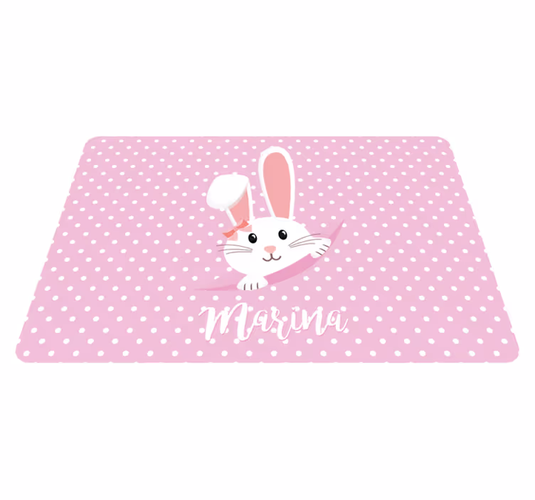 Alfombra vinílica animales con conejito lindo personalizado - TenVinilo