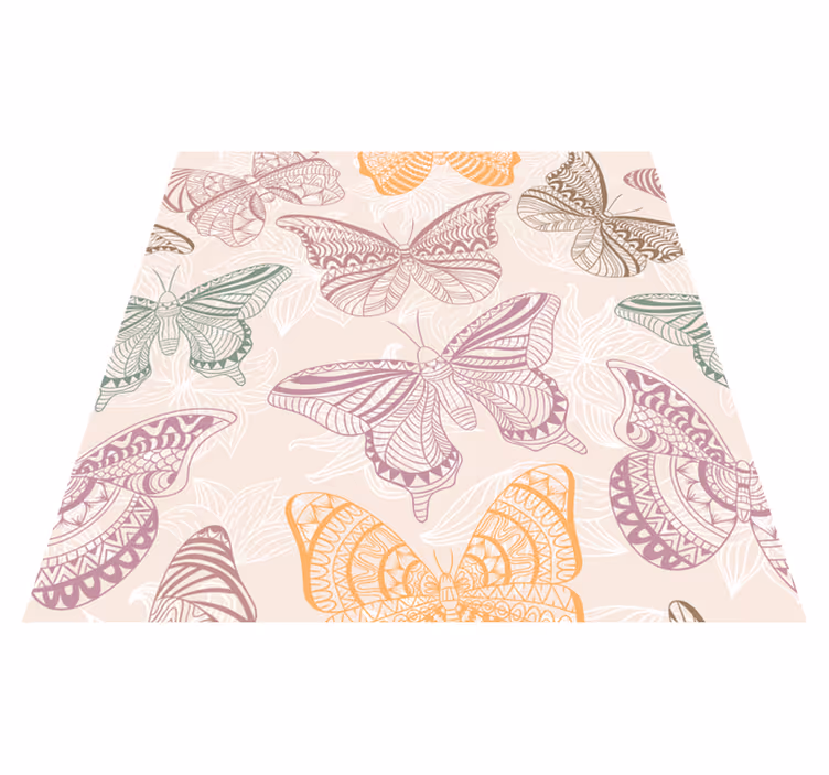 Alfombra vinílica animales mariposas de colores - TenVinilo