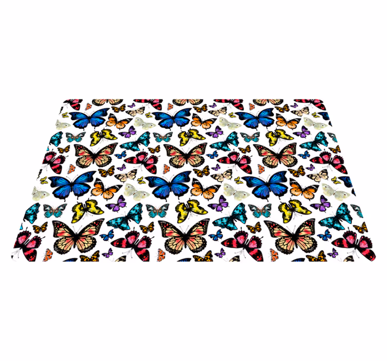 Alfombra vinílica animales mariposas hermosas y coloridas - TenVinilo