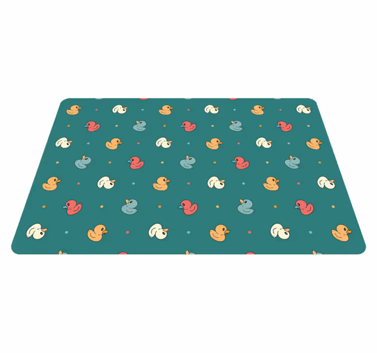 Alfombra vinílica animales patitos de goma multicolor - TenVinilo