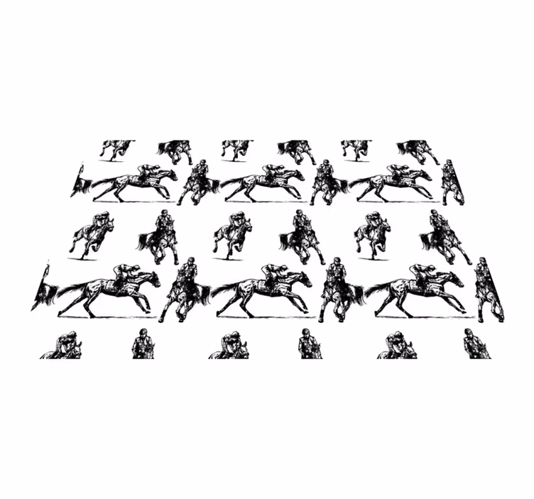 Alfombra vinílica animales patrón caballo blanco y negro - TenVinilo