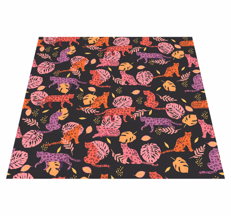 Alfombra vinílica animales estilo tropical y leopardo - TenVinilo