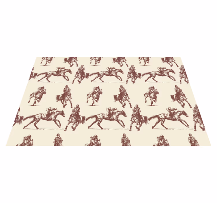 Alfombra vinílica animales patrón de caballos beige y marrón - TenVinilo