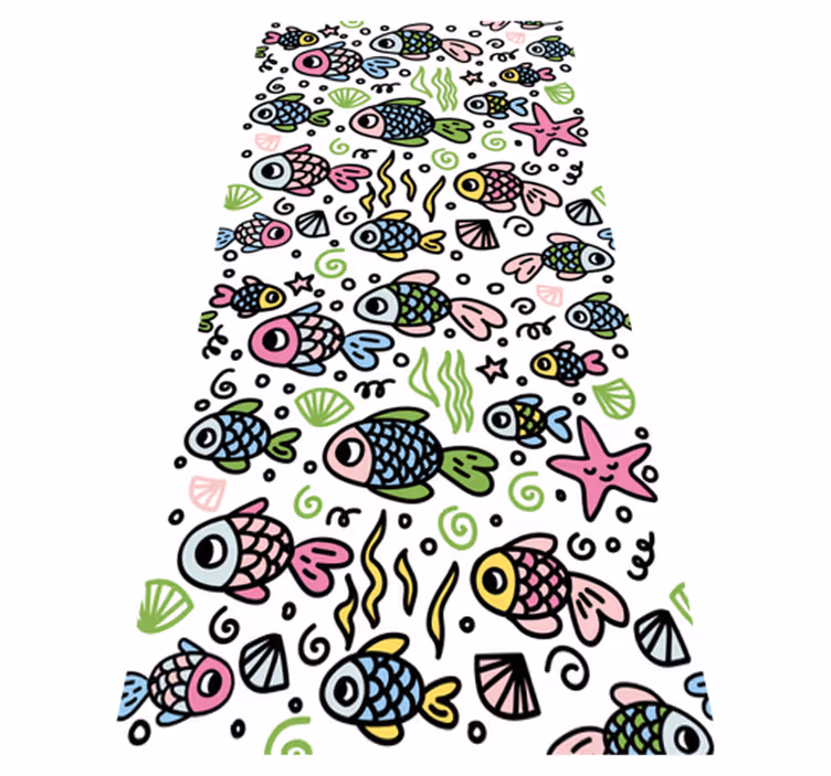 Alfombra vinílica animales patrón de peces multicolor - TenVinilo