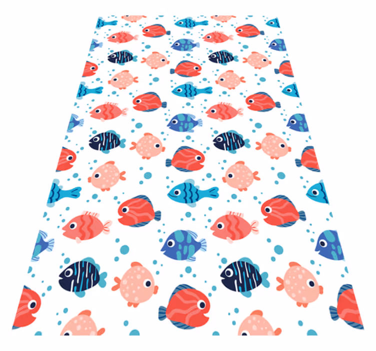 Alfombra vinílica animales peces rosas y azules - TenVinilo