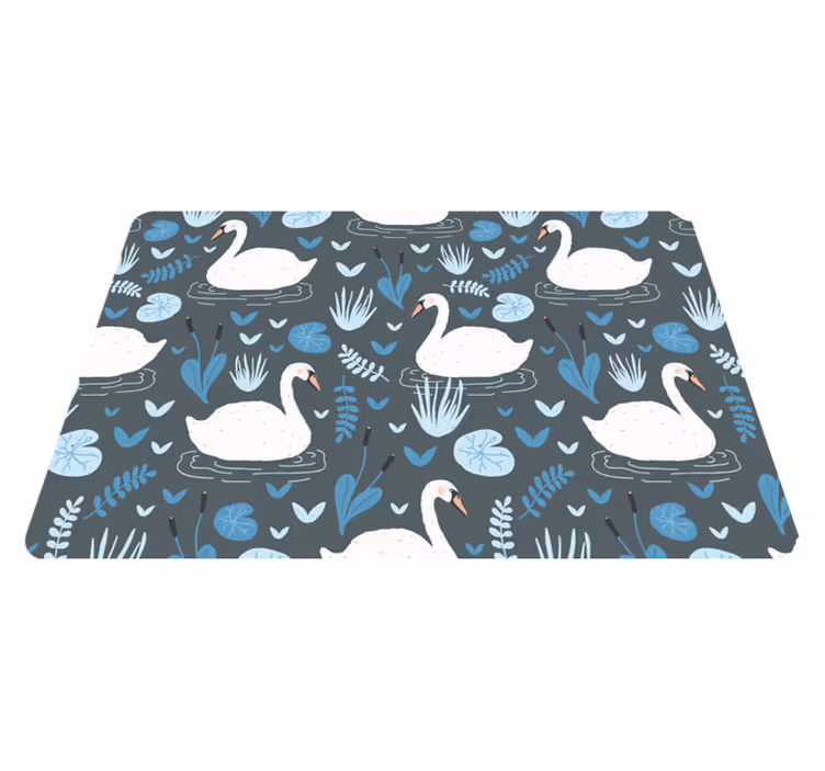 Alfombra vinílica animales patrón de cisnes elegantes - TenVinilo