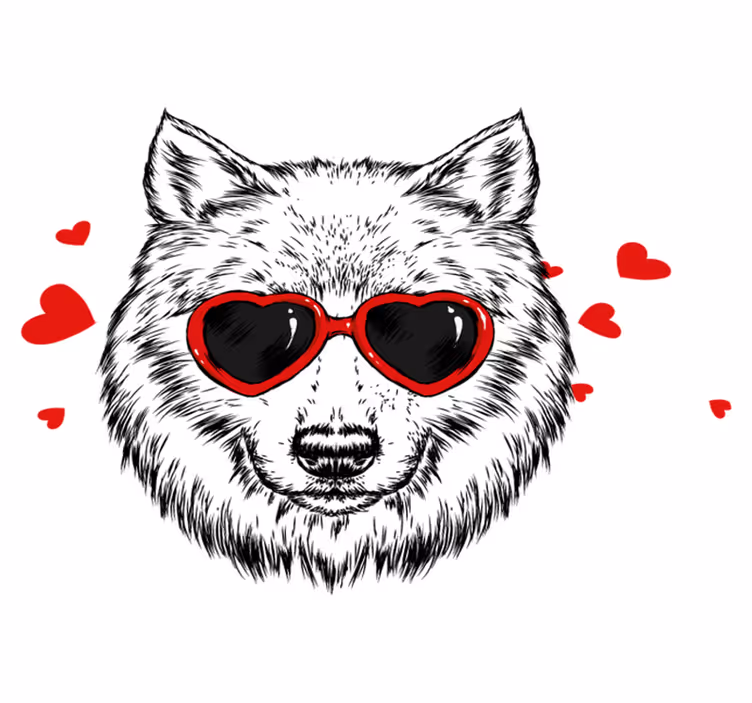 Alfombra vinílica animales emblema lobo juguetón - TenVinilo