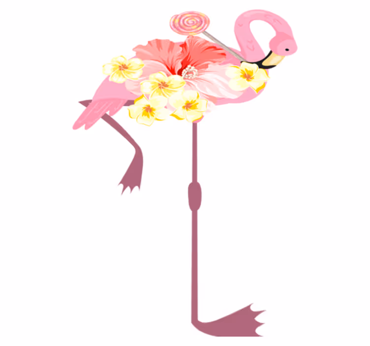 Alfombra vinílica animales diseño flamenco floral - TenVinilo