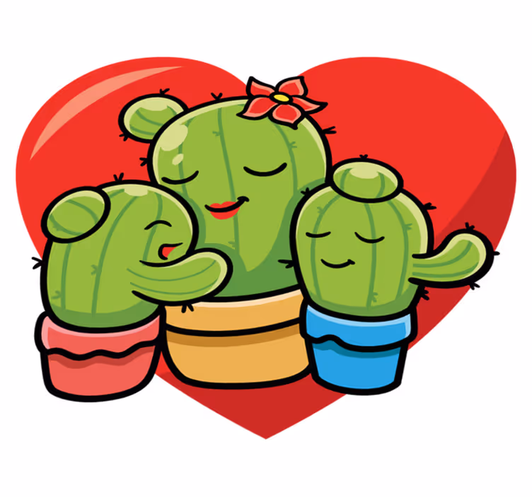 Alfombra vinílica animales familia de cactus amor - TenVinilo
