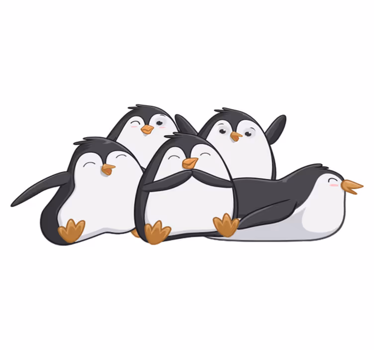 Alfombra vinílica animales familia de pingüinos feliz - TenVinilo