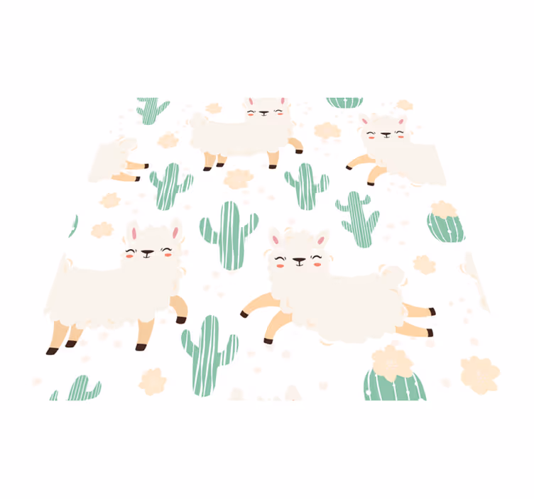 Alfombra vinílica animales llamas y cactus - TenVinilo