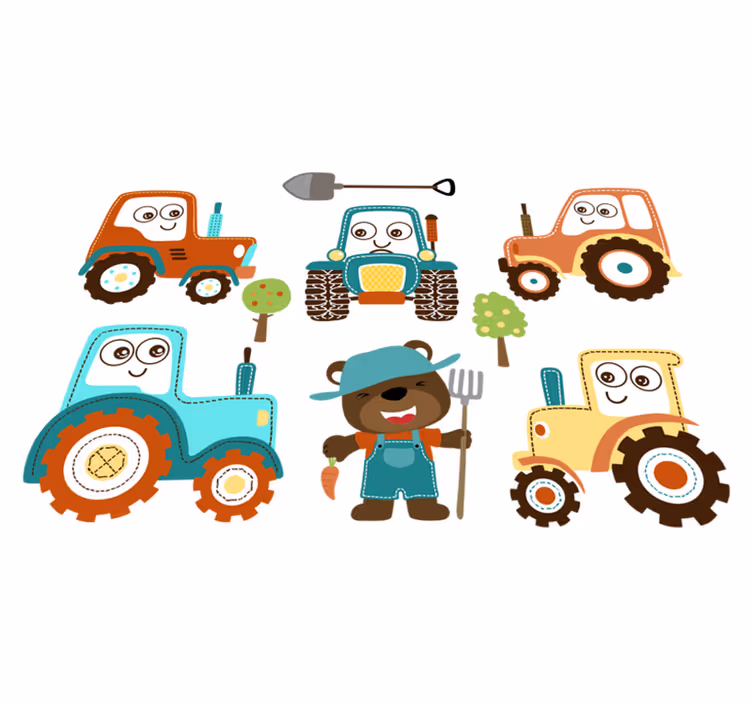 Alfombra vinílica animales personajes de tractor adorables - TenVinilo