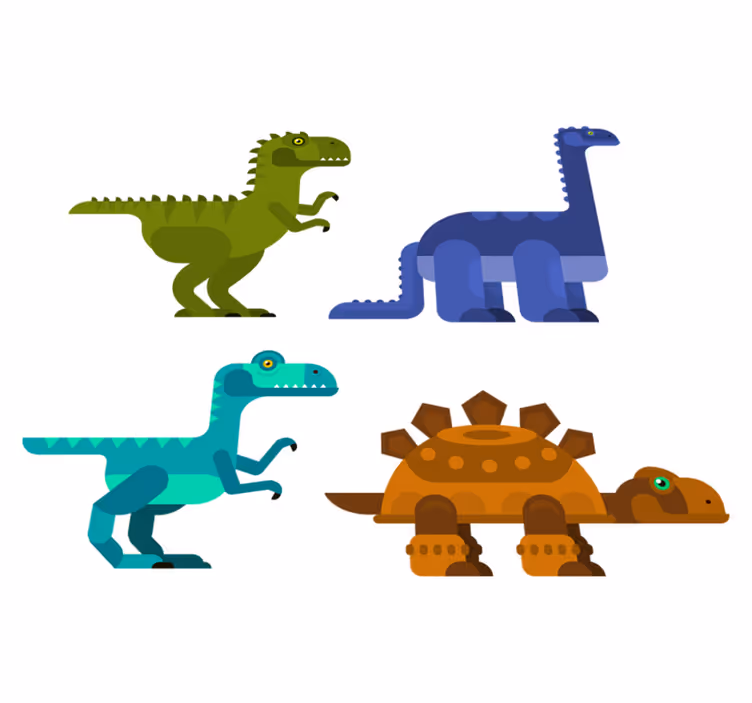 Alfombra vinílica animales dinosaurios coloridos - TenVinilo