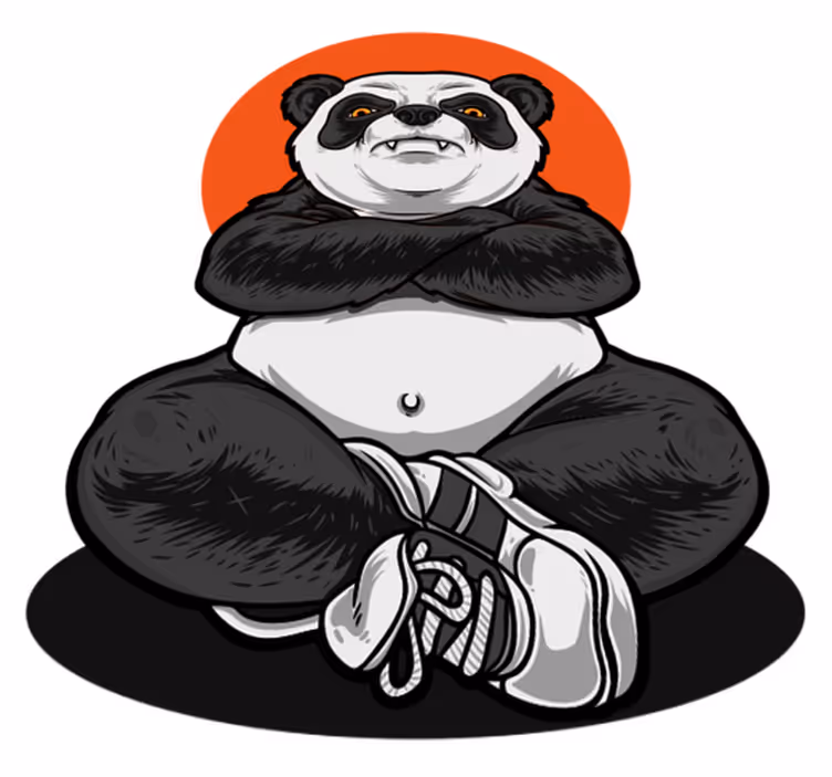 Alfombra vinílica animales panda abrazando la serenidad - TenVinilo
