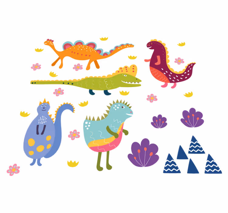 Alfombra vinílica animales personajes dinosaurios coloridos - TenVinilo