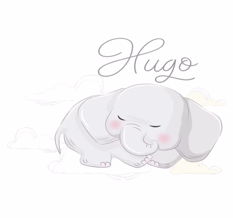 Alfombra vinílica animales elefante en nubes personalizado - TenVinilo
