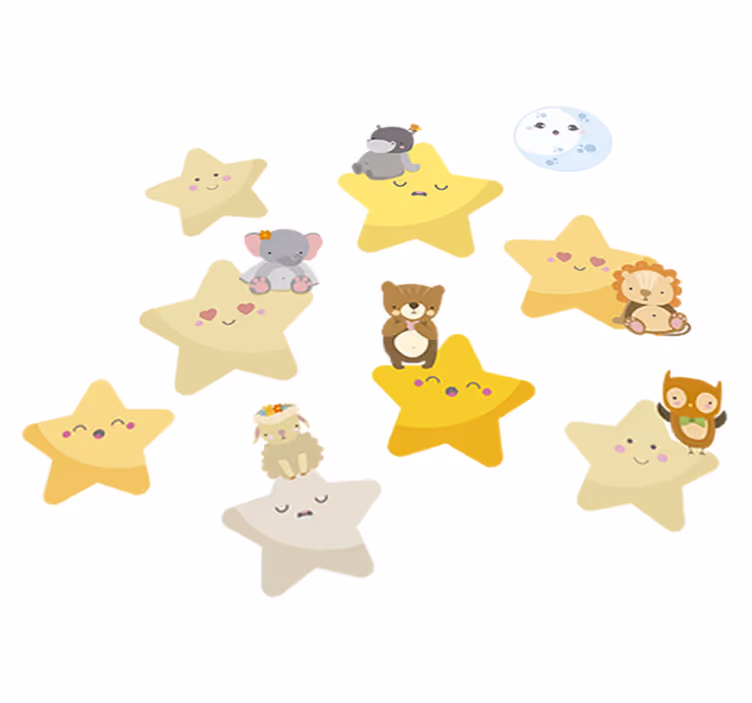Alfombra vinílica animales estrellas para bebé - TenVinilo