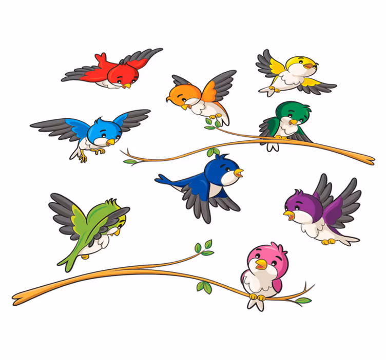 Alfombra vinílica animales pájaros coloridos - TenVinilo