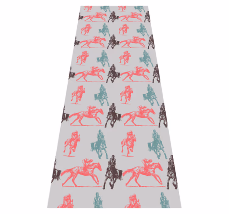 Alfombra vinílica animales diseño de caballos sobre gris - TenVinilo