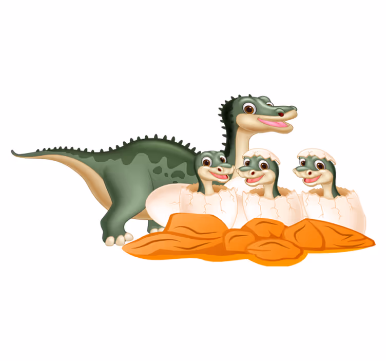 Alfombra vinílica animales familia de dinosaurios lindos - TenVinilo