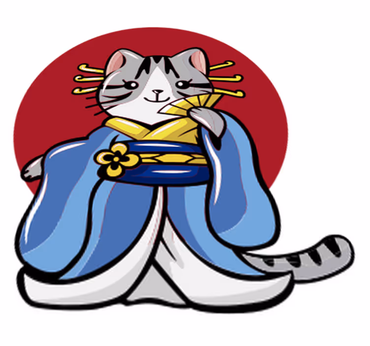 Alfombra vinílica animales gato decorativo japonés - TenVinilo