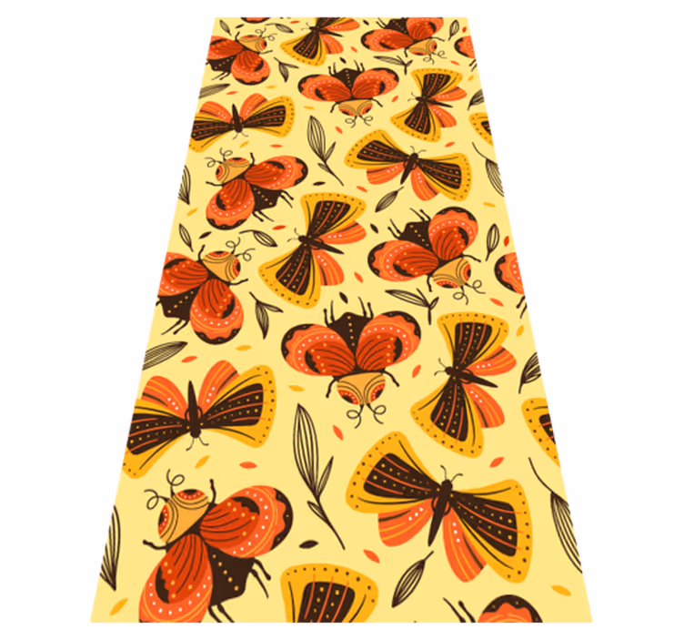 Alfombra vinílica animales mariposa en flor - TenVinilo