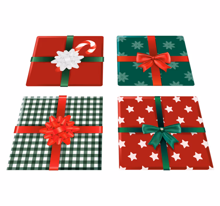 Alfombra vinílica navidad cajas de regalo pack tiles - TenVinilo