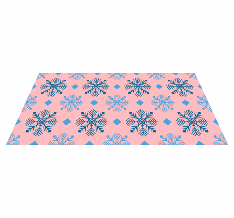 Alfombra vinílica navidad copos de nieve rosa y azul - TenVinilo