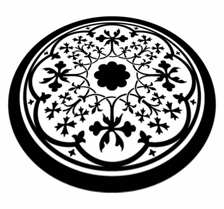 Alfombra vinílica flores rosetón gótico - TenVinilo