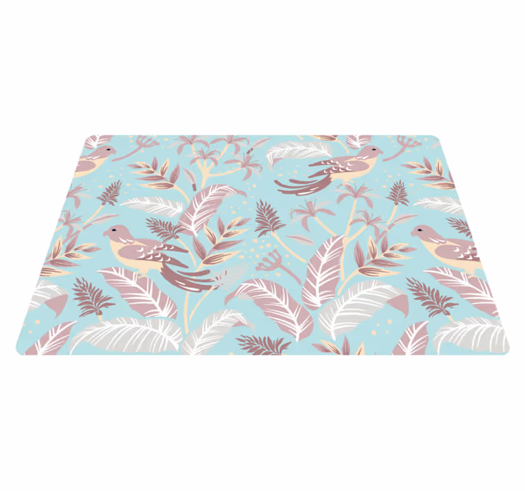 Alfombra vinílica flores patrón floral azul y rosa - TenVinilo