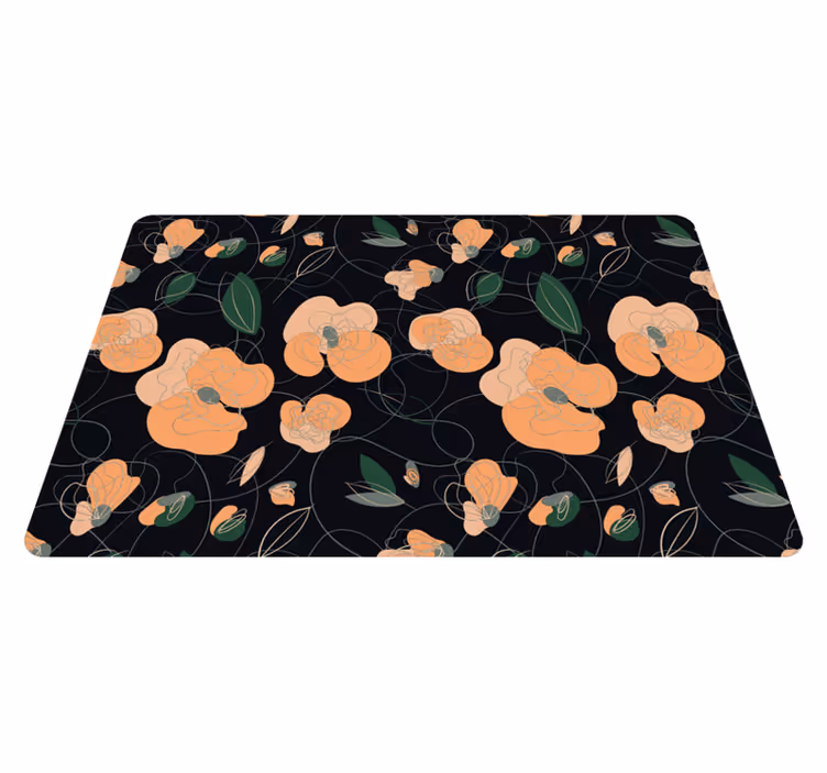 Alfombra vinílica flores fauna y flora oscura - TenVinilo