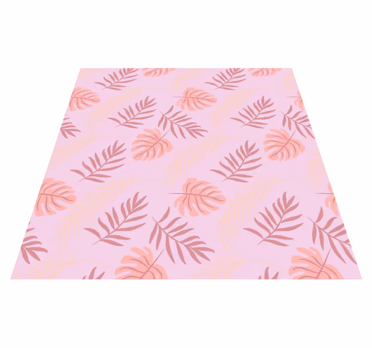 Alfombra vinílica flores diseño de hojas tropicales rosas - TenVinilo