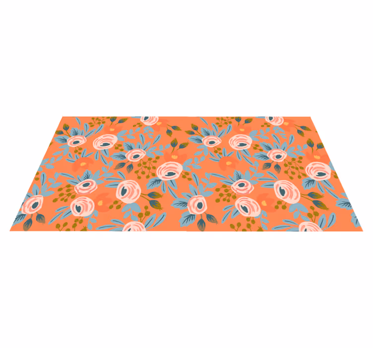 Alfombra vinílica flores rosas acuareladas - TenVinilo