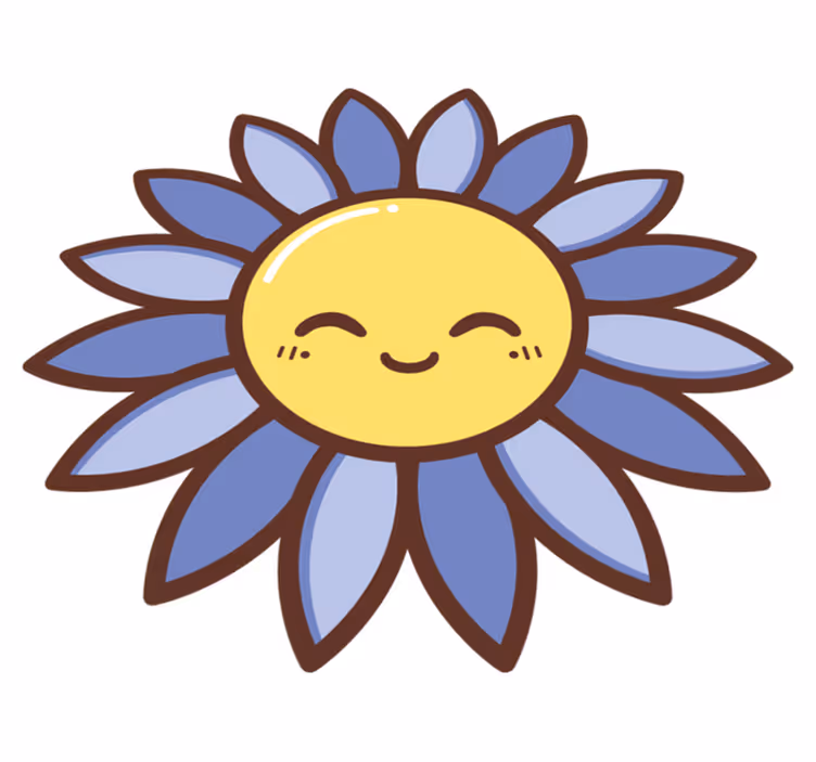 Alfombra vinílica flores silueta de flor morada feliz - TenVinilo