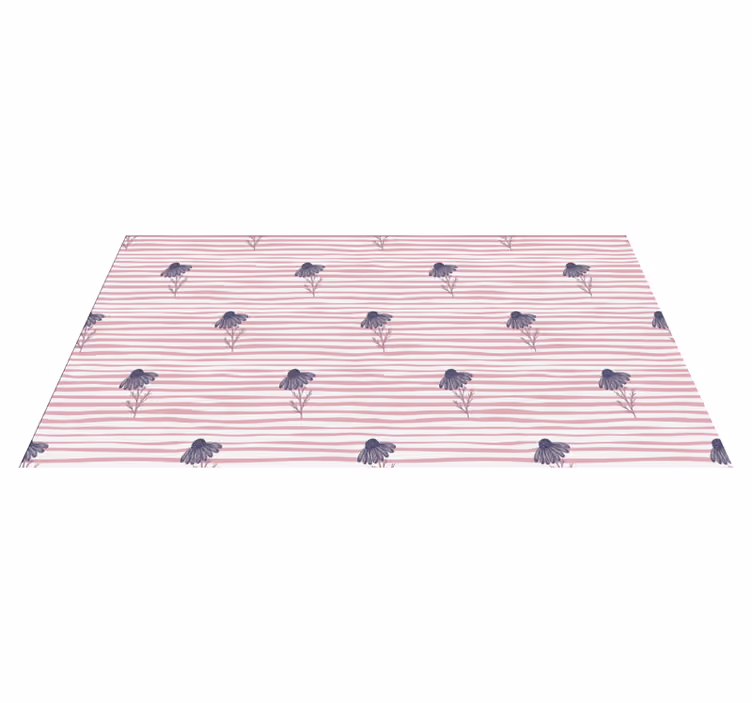 Alfombra vinílica flores patrón de margaritas moradas - TenVinilo