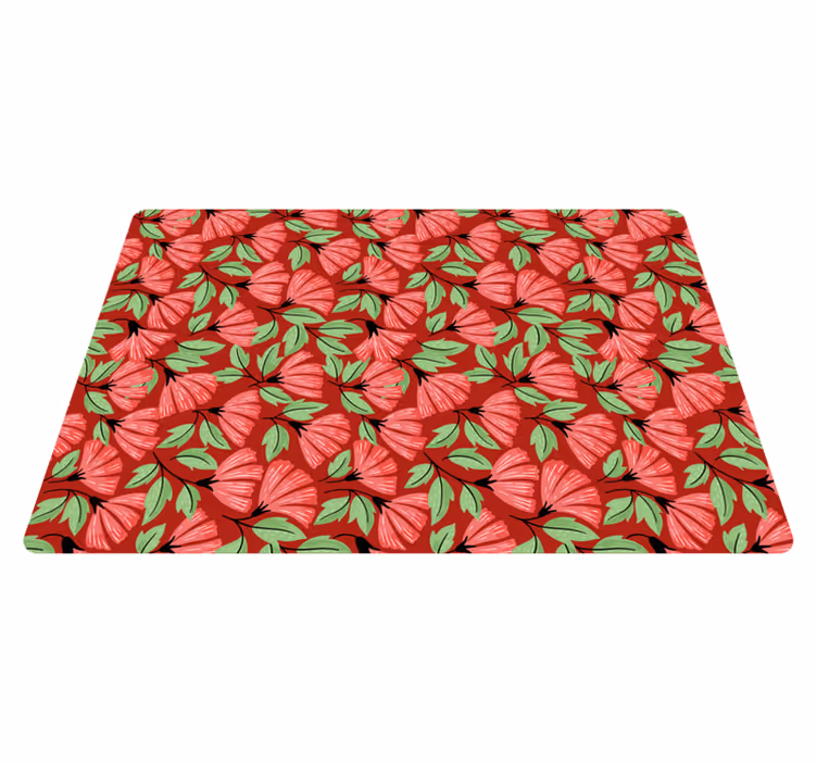 Alfombra vinílica flores patrón rojo vintage - TenVinilo