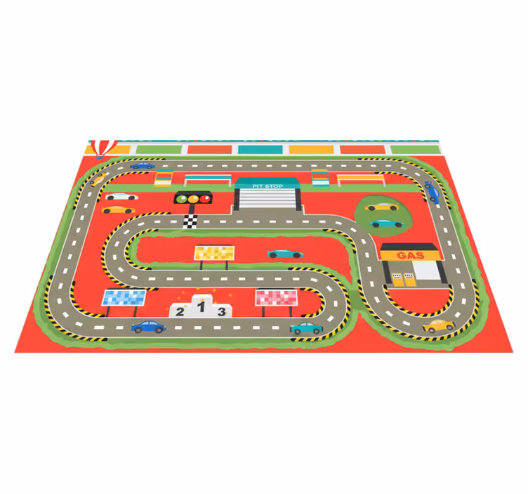Alfombra vinílica carretera circuito de carreras colorido - TenVinilo