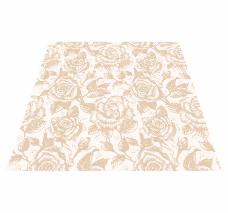 Alfombra vinilo comedor rosas vintage beige - TenVinilo