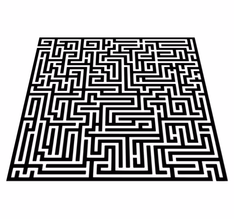 Alfombra vinilo comedor laberinto blanco y negro - TenVinilo