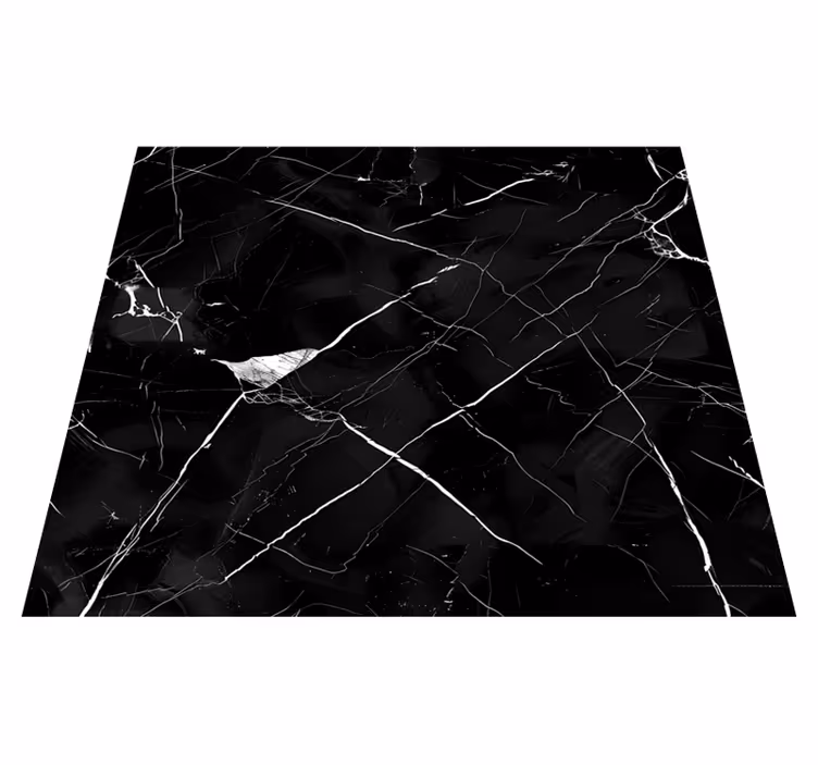 Alfombra vinilo comedor mármol negro para mesa - TenVinilo