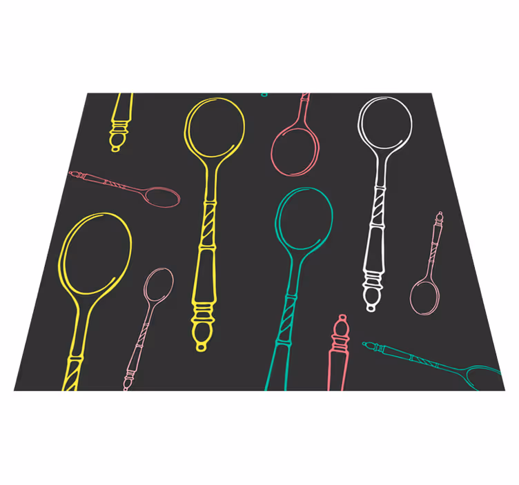 Alfombra vinílica cocina cucharas multicolores - TenVinilo