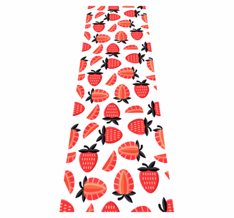 Alfombra vinílica cocina patrón de fresas rojas realistas - TenVinilo