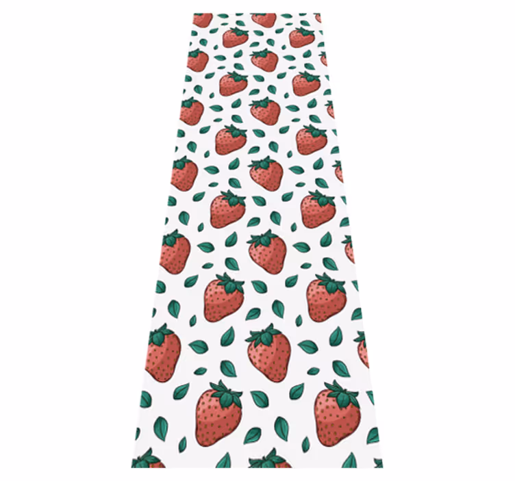 Alfombra vinílica cocina fresas jugosas y hojas verdes - TenVinilo