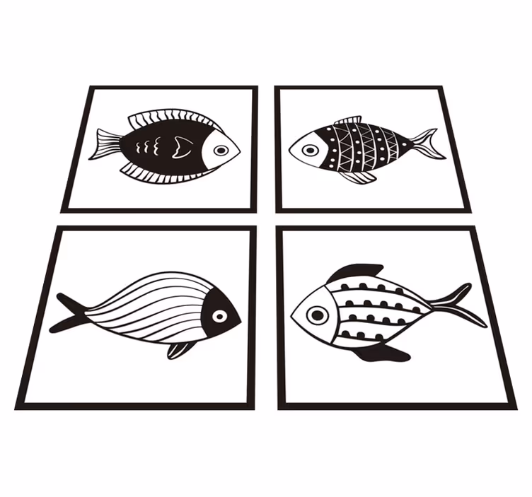 Alfombra vinílica baño con azulejos de peces hermosos - TenVinilo