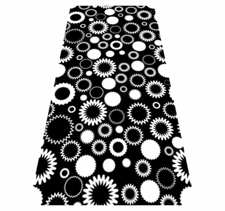 Alfombra vinílica baño girasoles blanco y negro - TenVinilo